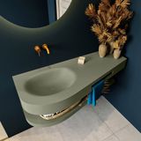 MONDIAZ RIVA 120cm Wastafel met planchet kleur Army. Wastafel DULCET links 0 kraangaten kleur Army.