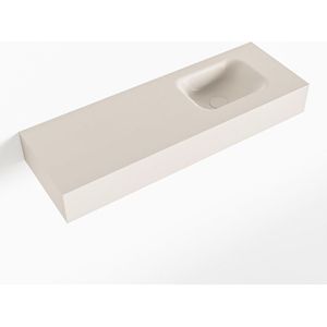MONDIAZ LEX Linen vrijhangende solid surface wastafel 90cm. Positie wasbak rechts