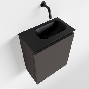 MONDIAZ TURE 40cm toiletmeubel dark grey. EDEN wastafel urban rechts geen kraangat