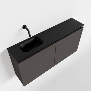 Mondiaz ture 100 cm toiletmeubel dark grey. Eden wastafel urban links geen kraangat