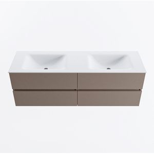 MONDIAZ VICA 150cm badmeubel onderkast Smoke 4 lades. Wastafel CLOUD dubbel 2 kraangaten, kleur Talc.