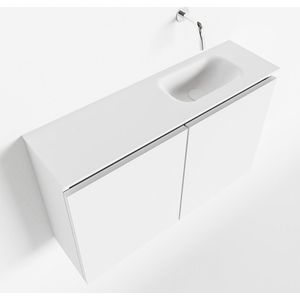 Mondiaz Ture 80cm toiletmeubel talc met wastafel talc rechts geen kraangat