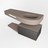 MONDIAZ RIVA 120cm badmeubel onderkast / planchet  kleur Dark_Grey met 1 lade. Wastafel DULCET rechts 1 kraangat kleur Smoke.