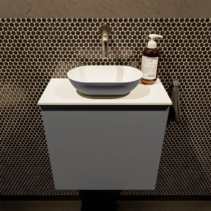Mondiaz Fowy toiletmeubel 50cm dark grey met antraciete waskom midden zonder kraangat