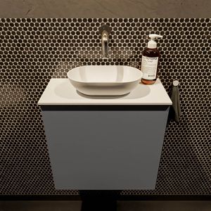 Mondiaz Fowy toiletmeubel 50cm dark grey met witte waskom midden zonder kraangat