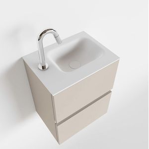 Mondiaz ada 40 cm toiletmeubel linen. Lex wastafel talc links 1 kraangat