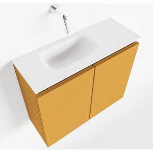 Mondiaz ture 60 cm toiletmeubel ocher. Eden wastafel talc links geen kraangat