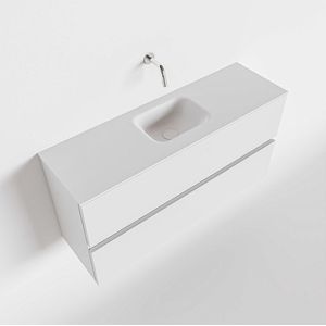 MONDIAZ ADA 100cm toiletmeubel talc. LEX wastafel talc midden zonder kraangat
