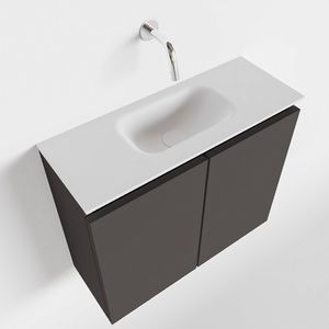 Mondiaz ture 60 cm toiletmeubel dark grey. Eden wastafel talc midden geen kraangat