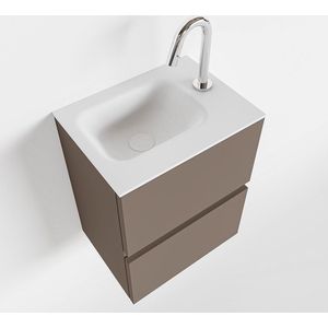 MONDIAZ ADA 40cm toiletmeubel smoke. LEX wastafel talc rechts 1 kraangat