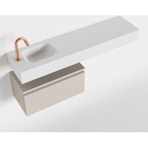 Mondiaz andor 60 cm toiletmeubel linen. Lex 120 cm wastafel talc links 1 kraangat
