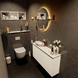 MONDIAZ FOWY toiletmeubel 100cm kleur talc. Waskom positie links kleur talc | talc. Met 1 kraangat