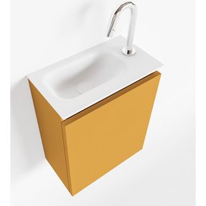 MONDIAZ TURE Fonteinset - 40x23x50cm - 1 kraangat - 1 deur - ocher mat - Wasbak links - Solid Surface Wit FK75341153