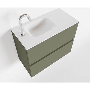 MONDIAZ ADA Toiletmeubel - 60x30x50cm - 1 kraangat - 2 lades - army mat - wasbak links - Solid surface - Wit FK75341832