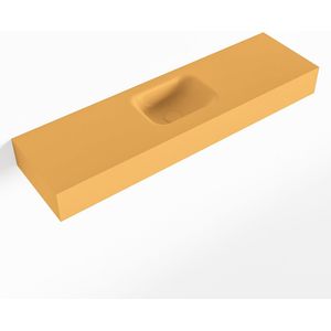 Mondiaz lex ocher vrijhangende solid surface wastafel 110 cm. Positie wasbak midden