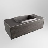 Badkamermeubelset Mondiaz Erin 100 cm met 1 Lade met RIDGE Wastafel Midden Dark grey Zonder Kraangaten Greeploos Mat Dark Brown