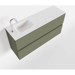 MONDIAZ ADA 100cm toiletmeubel army. LEX wastafel talc links 1 kraangat