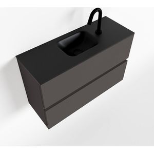 MONDIAZ ADA 80cm toiletmeubel dark grey. LEX wastafel urban midden 1 kraangat
