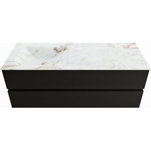 Mondiaz vica-dlux 130 cm badmeubel onderkast urban 2 lades. Inbouw wastafel cloud links zonder kraangat, kleur frappe.