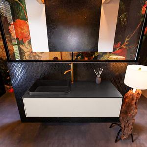 Badkamermeubelset Mondiaz Erin 120 cm met 1 Lade met RIDGE Wastafel Links Urban met 1 kraangat Greeploos Mat Linen