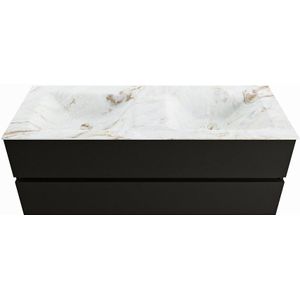 MONDIAZ VICA-DLUX 130cm badmeubel onderkast Urban 2 lades. Inbouw wastafel CLOUD dubbel 2 kraangaten, kleur Frappe.