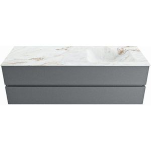 MONDIAZ VICA-DLUX 150cm badmeubel onderkast Plata 2 lades. Inbouw wastafel CLOUD rechts 1 kraangat, kleur Frappe.