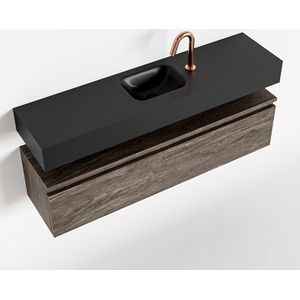 MONDIAZ ANDOR 120cm toiletmeubel dark brown. LEX 120cm wastafel urban midden 1 kraangat