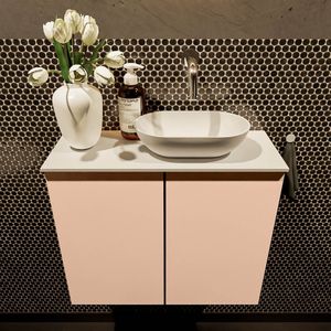 Mondiaz Fowy toiletmeubel 60cm rosee met witte waskom rechts zonder kraangat