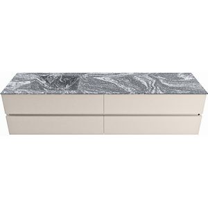 MONDIAZ VICA-DLUX 200cm badmeubel onderkast Linen 4 lades. Inbouw wastafel CLOUD links zonder kraangat, kleur Lava.