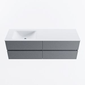 Mondiaz vica 150 cm badmeubel onderkast plata 4 lades. Wastafel cloud links zonder kraangat, kleur talc.