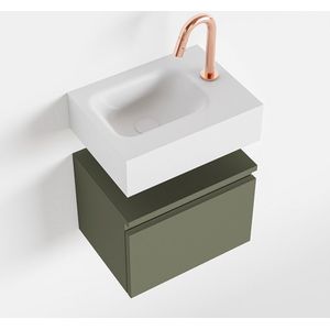 Mondiaz andor 40 cm toiletmeubel army. Lex 40 cm wastafel talc links 1 kraangat