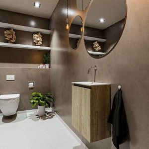 Mondiaz ture 40 cm toiletmeubel light brown grey. Eden wastafel talc links geen kraangat