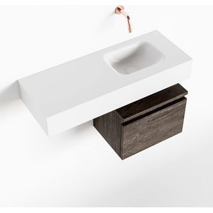MONDIAZ ANDOR 40cm toiletmeubel dark brown. LEX 80cm wastafel talc rechts geen kraangat