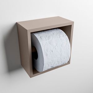 Mondiaz easy toiletrolhouder cube 160 solid surface 16x8,6 cm kleur smoke. Geschikt voor op en inbouw.
