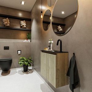 MONDIAZ TURE 60cm toiletmeubel light brown grey. EDEN wastafel urban rechts 1 kraangat