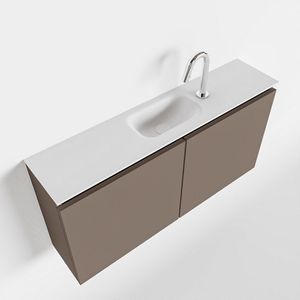 Mondiaz ture 100 cm toiletmeubel smoke. Eden wastafel talc midden 1 kraangat