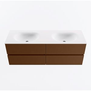 MONDIAZ VICA 140cm badmeubel onderkast Rust 4 lades. Wastafel MOON dubbel 2 kraangaten, kleur Talc.