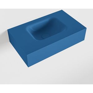 Mondiaz lex jeans vrijhangende solid surface wastafel 50 cm. Positie wasbak midden