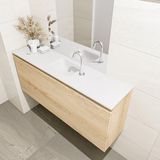 Mondiaz olan 120 cm toiletmeubel washed_oak. Lex wastafel talc midden 1 kraangat