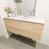 Mondiaz olan 120 cm toiletmeubel washed_oak. Lex wastafel talc midden 1 kraangat