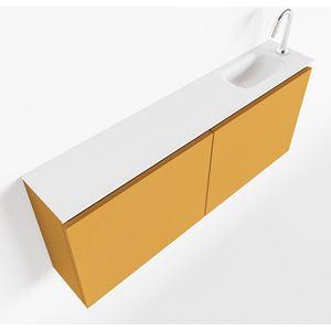Mondiaz ture 120 cm toiletmeubel ocher. Eden wastafel talc rechts 1 kraangat