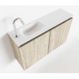 MONDIAZ TURE 80cm toiletmeubel light brown grey. EDEN wastafel talc links 1 kraangat