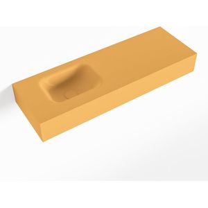 Mondiaz lex ocher vrijhangende solid surface wastafel 90 cm. Positie wasbak links