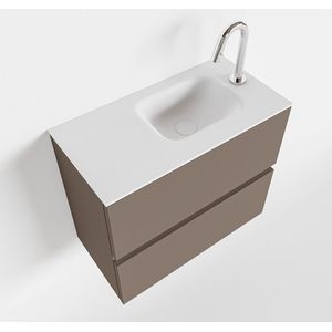 Mondiaz ada 60 cm toiletmeubel smoke. Lex wastafel talc rechts 1 kraangat
