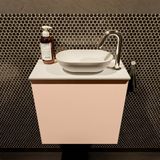 Mondiaz Fowy toiletmeubel 50cm rosee met witte waskom rechts en kraangat