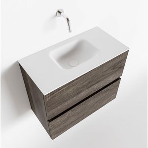 Mondiaz ada 60 cm toiletmeubel dark brown. Lex wastafel talc midden zonder kraangat