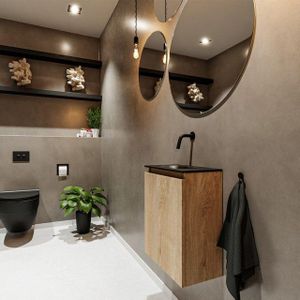 Mondiaz ture 40 cm toiletmeubel washed oak. Eden wastafel urban links geen kraangat
