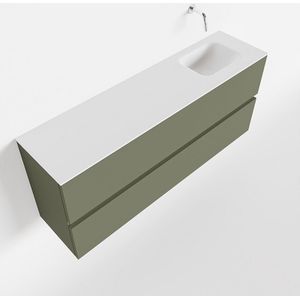 MONDIAZ ADA 120cm toiletmeubel army. LEX wastafel talc rechts zonder kraangat
