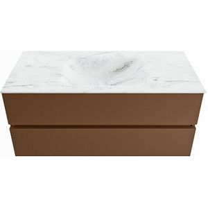 Mondiaz vica-dlux 110 cm badmeubel onderkast rust 2 lades. Inbouw wastafel cloud midden 1 kraangat, kleur opalo.