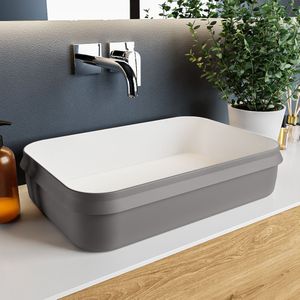 MONDIAZ ARVO Waskom solid surface 55cm kleur DarkGrey / Talc